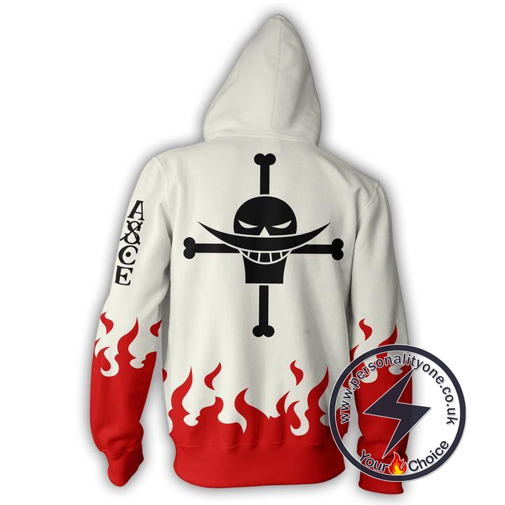 One Piece Ace White Zip Up Hoodie Jacket